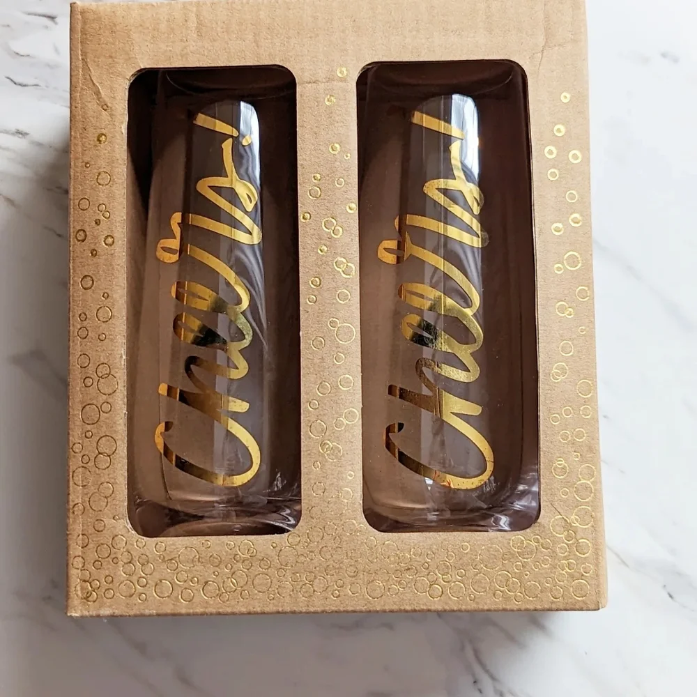 NIB Champagne Glasses Set of 2 by Paper Source